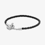 Pulseira Pandora de Couro preta fecho em T 591675C01-S1