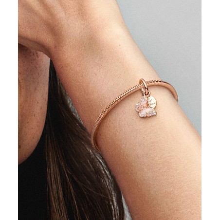 Butterfly 14k rose gold-plated dangle with fancy fairy tale pink and clear cubic