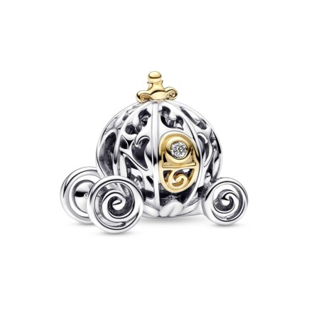 Disney 100 Cinderella carriage sterling silver and 14k gold charm with 0.015 ct