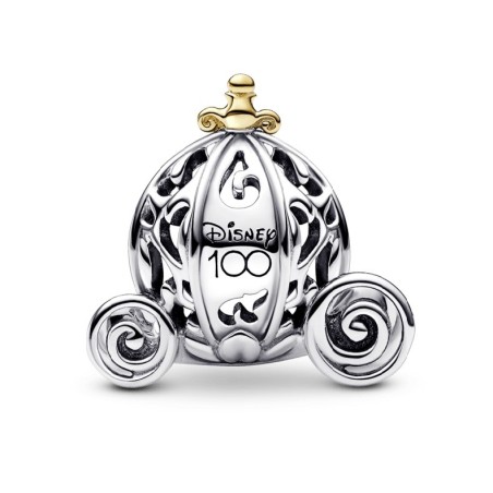 Disney 100 Cinderella carriage sterling silver and 14k gold charm with 0.015 ct