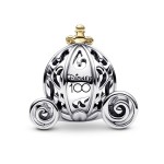 Disney 100 Cinderella carriage sterling silver and 14k gold charm with 0.015 ct