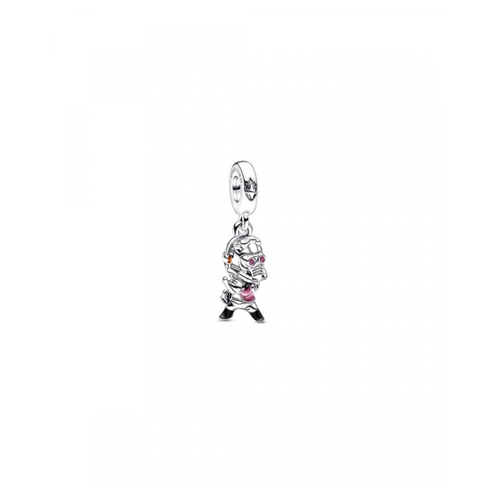 Marvel Star Lord sterling silver dangle with red cubic zirconia, transparent red