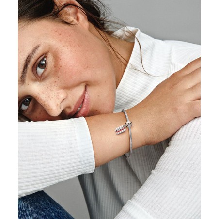 Marvel cassette tape sterling silver dangle with black and transparent red ename