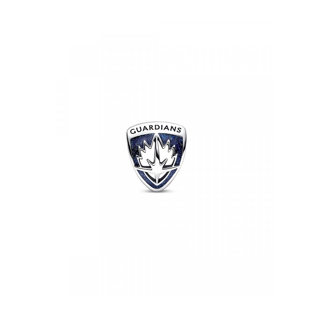 Marvel Rocket and Groot sterling silver charm with dark blue and shimmering blue