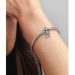 Cloud sterling silver charm with skylight, stellar, bleached aqua, and icy blue