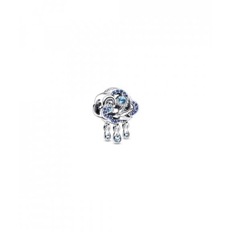 Cloud sterling silver charm with skylight, stellar, bleached aqua, and icy blue