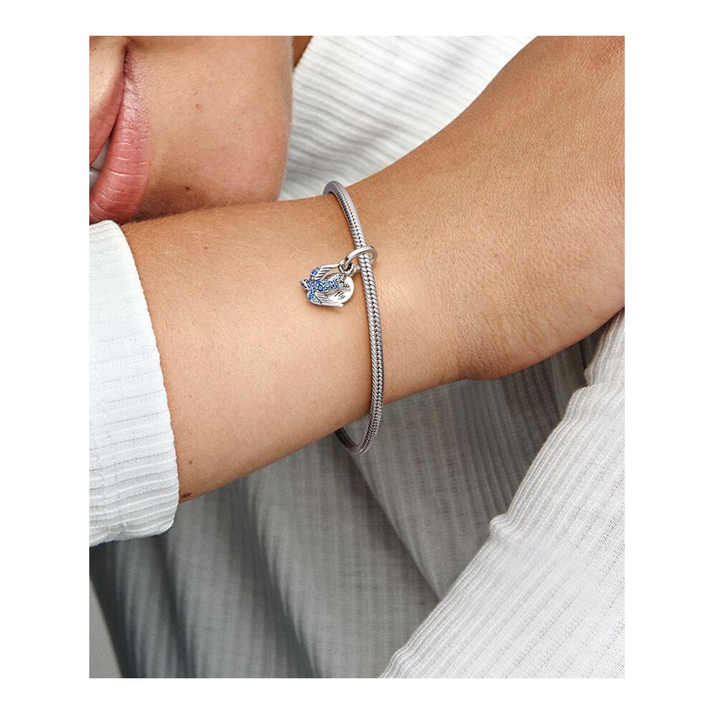 Swallow sterling silver double dangle with night blue, skylight blue and stellar