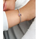 Flying pig sterling silver charm with transparent light pink