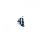 Feather sterling silver charm with transparent blue enamel