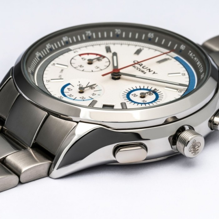 REL. CAUNY, ACCURA, 42, CRONO, MST BR&PRTE., CX PRTE., BR AÇO PRTE.