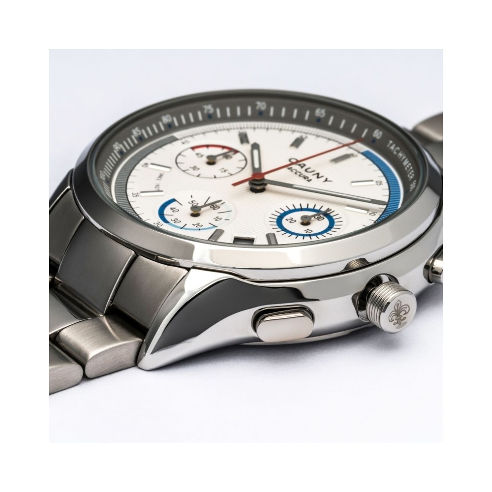 REL. CAUNY, ACCURA, 42, CRONO, MST BR&PRTE., CX PRTE., BR AÇO PRTE.