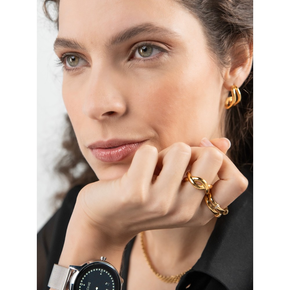 Anel One Senhora Infinity Crossed Gold  OJIFR01G