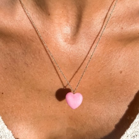 Colar One Neckmess Heart Big Pink OJNN24G
