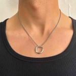 Colar Radiant Homem Piti Pendente Anel Prateado RH000119