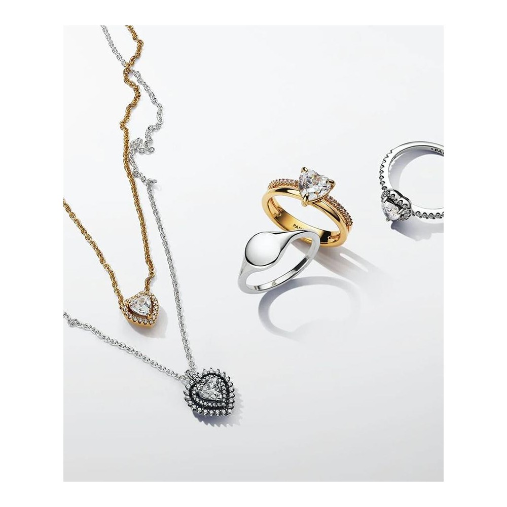 Anel Pandora Shine Double Band Heart 163100C01