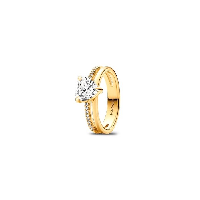 Anel Pandora Shine Double Band Heart 163100C01