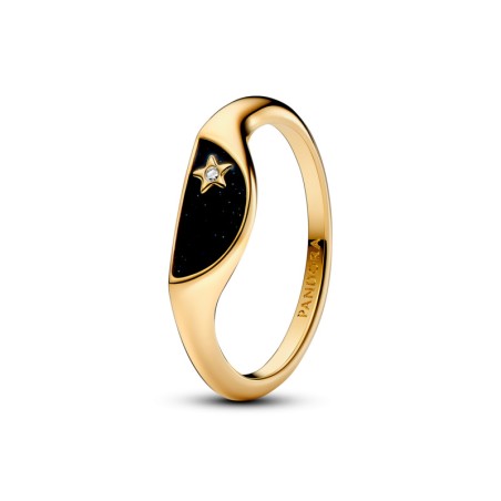 Anel Pandora ME Signet esmaltado e estrela 163325C01