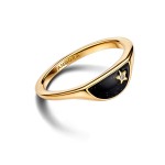 Anel Pandora ME Signet esmaltado e estrela 163325C01