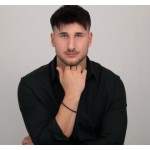 PULSEIRA, SECTOR,TENNIS, AÇO PRT E CRISTAL PRETO,22CM