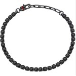 PULSEIRA, SECTOR,TENNIS, AÇO PRT E CRISTAL PRETO,22CM