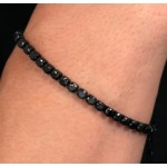 PULSEIRA, SECTOR,TENNIS, AÇO PRT E CRISTAL PRETO,22CM