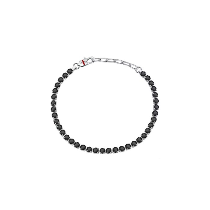PULSEIRA, SECTOR,TENNIS, AÇO PRATE. E CRISTAL PRETO,22CM