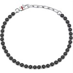 PULSEIRA, SECTOR,TENNIS, AÇO PRATE. E CRISTAL PRETO,22CM