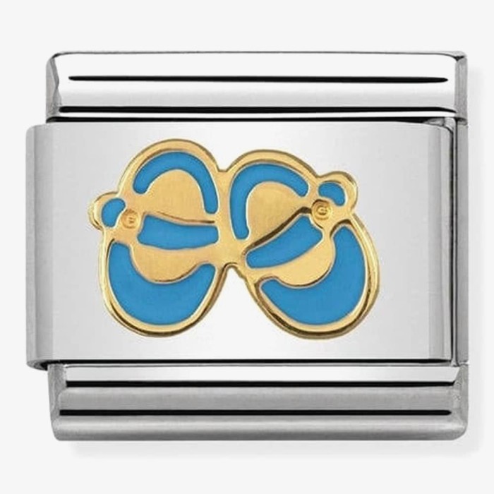 NOMINATION CLASSIC GOLD DAILY LIFE BLUE BABY SHOES CHARM 030242/38