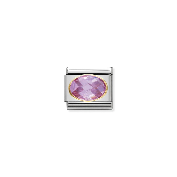 NOMINATION CHARM LINK CLASSIC PEDRA ROSA E FACETADA
