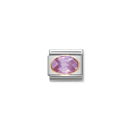 NOMINATION CHARM LINK CLASSIC PEDRA ROSA E FACETADA