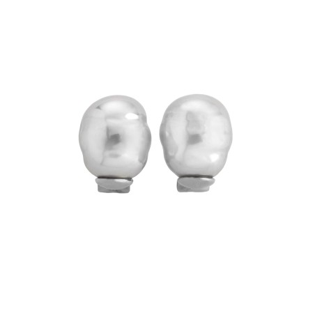 Brincos Omega MAJORICA prata banho ródio