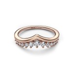 Anel Pandora Rose Timeless Wish Floating Pavé - 182320C01 para mulher, com revestimento em ouro rosa de 14k com zircónias cúbica