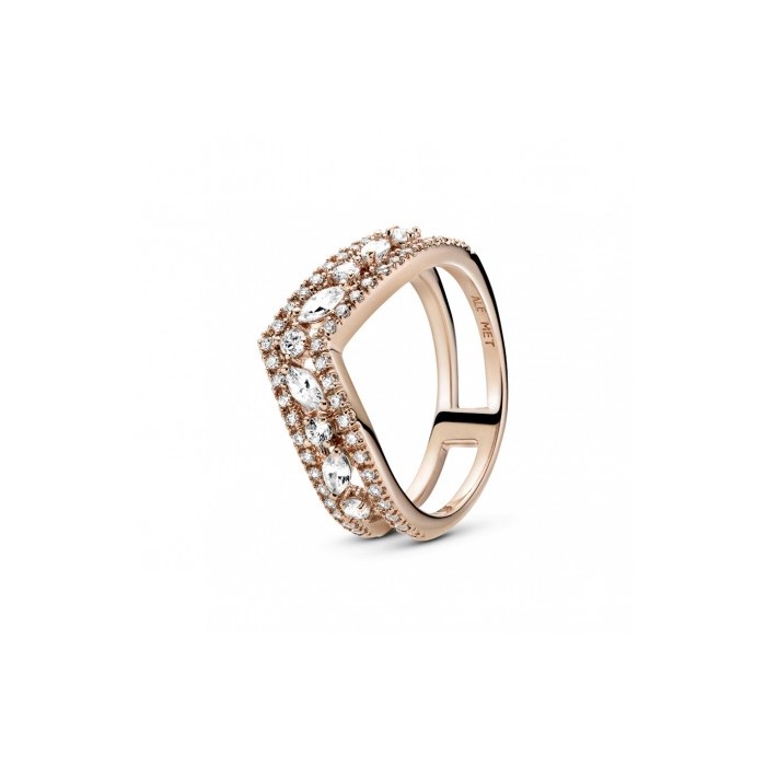 Anel Rose Sparkling Marquise Double Wishbone