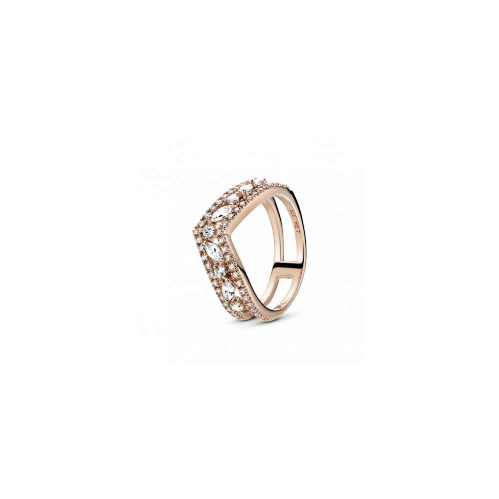 Anel Rose Sparkling Marquise Double Wishbone