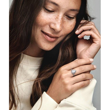 Anel Pandora Sparkling Pear Halo 193012C01