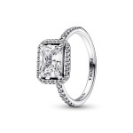 Anel Pandora Rectangular Sparkling Halo Prata192391C01