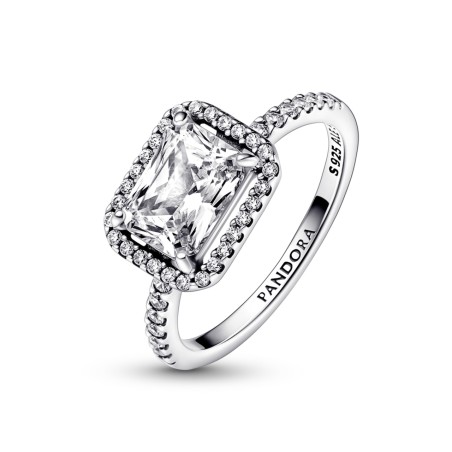 Anel Pandora Rectangular Sparkling Halo Prata192391C01