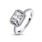 Anel Pandora Rectangular Sparkling Halo Prata192391C01