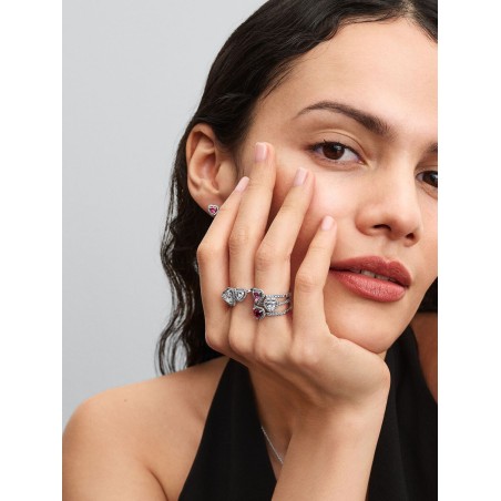 Anel Coração Rosa Elevado