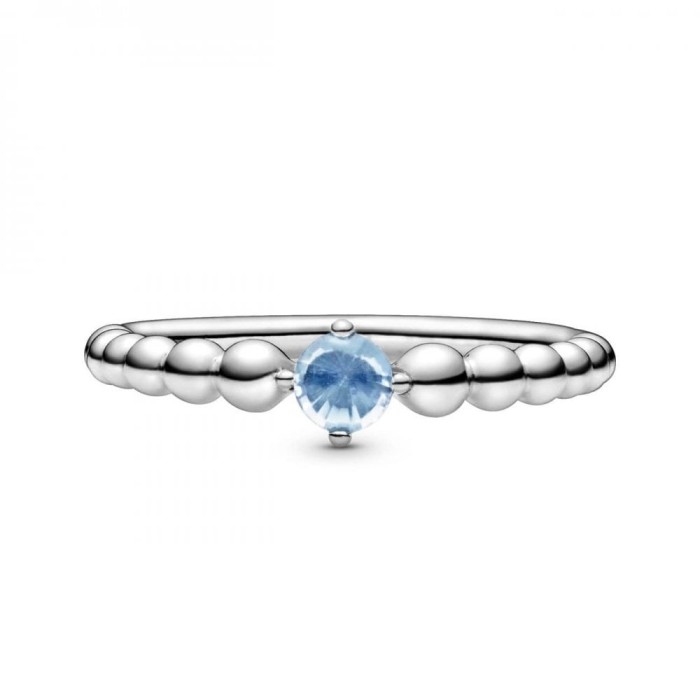 Sterling silver ring water blue crystal 198867C01
