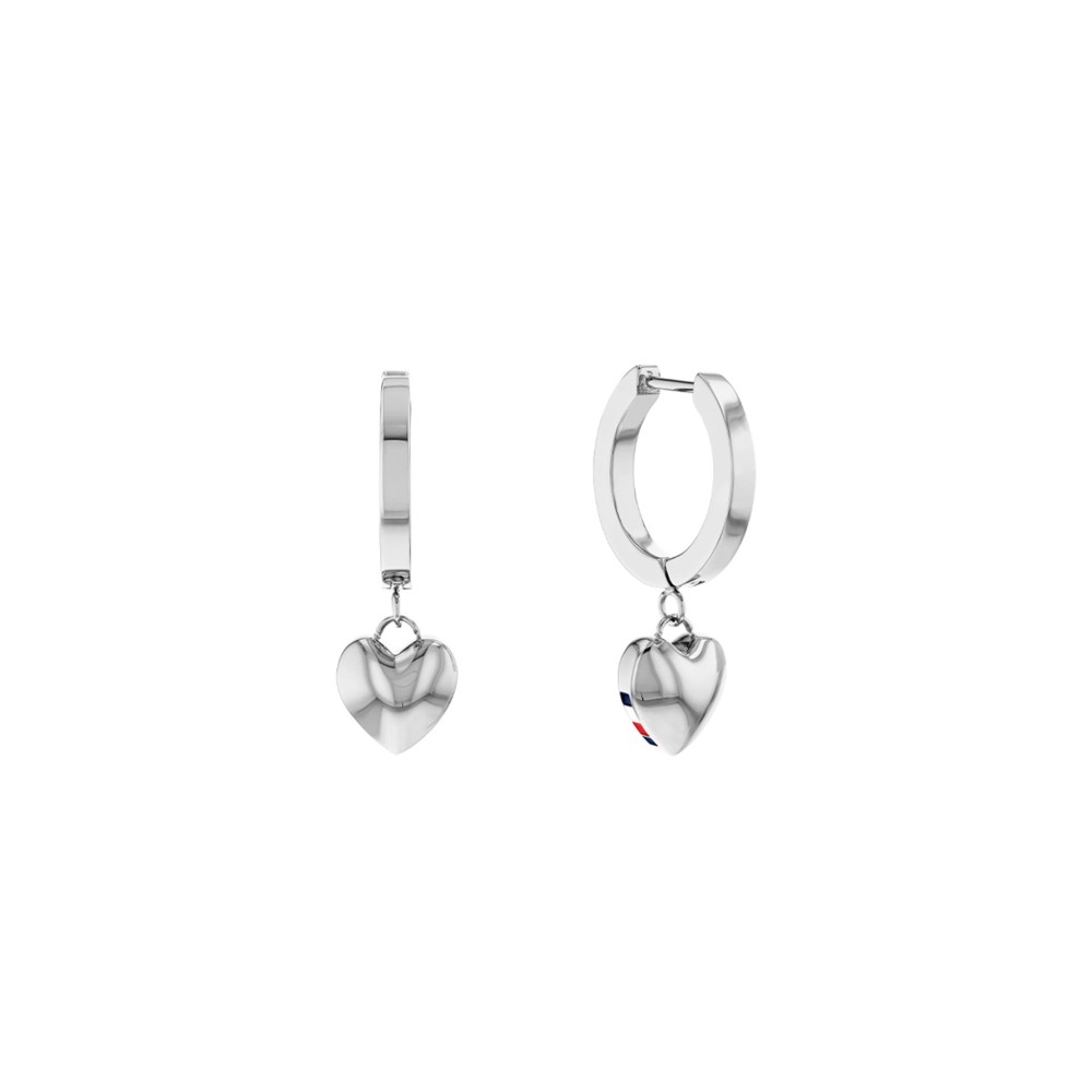 THJ HANGING HEART BRINCOS PRATEADOS