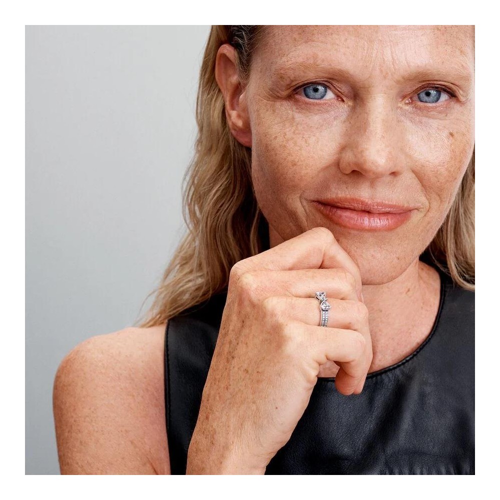 Anel Pandora Fila Dupla Laço Brilhante 193552C01-54