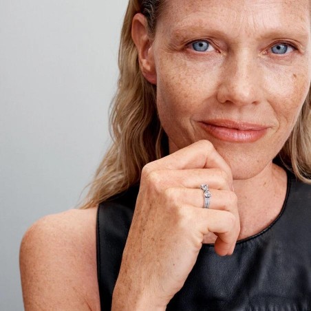 Anel Pandora Fila Dupla Laço Brilhante 193552C01-54