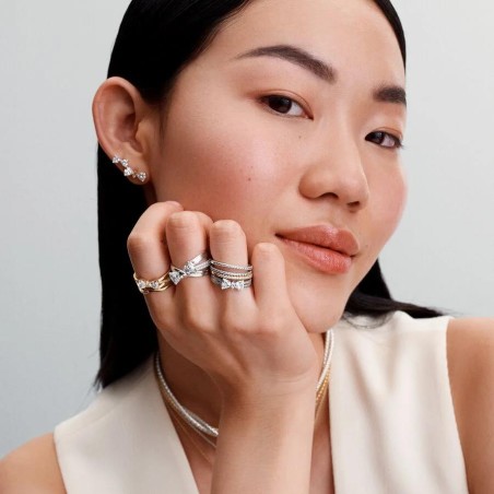 Anel Pandora Fila Dupla Laço Brilhante 193552C01-54