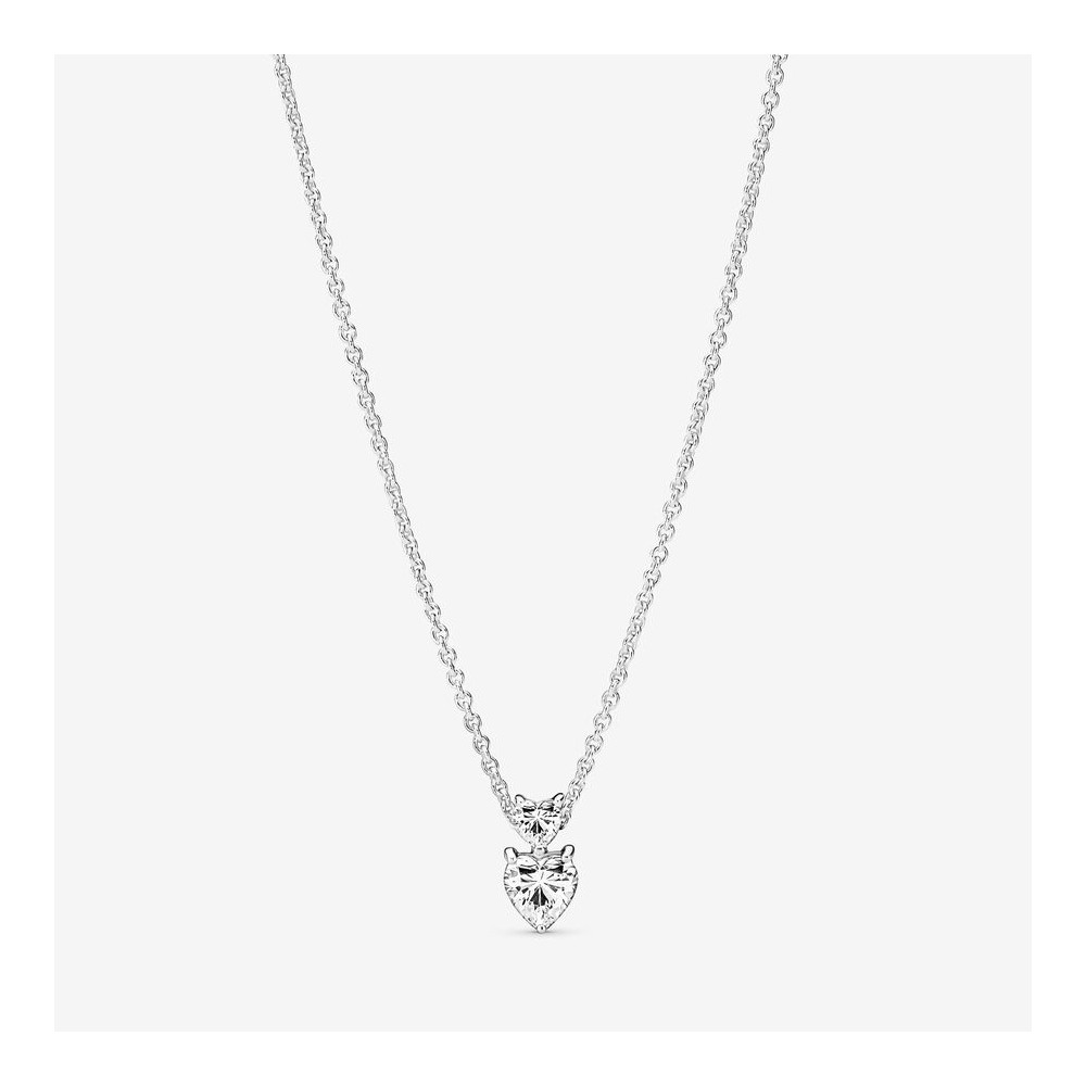 Pandora Colar Double Heart Pendant Sparkling 391229C01