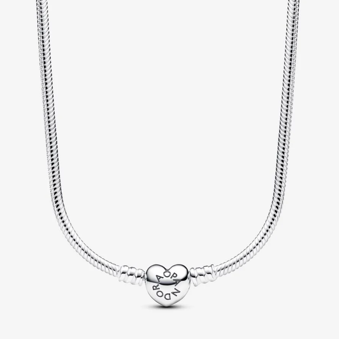 Colar Malha Snake Fecho Coração Pandora Moments 393091C00