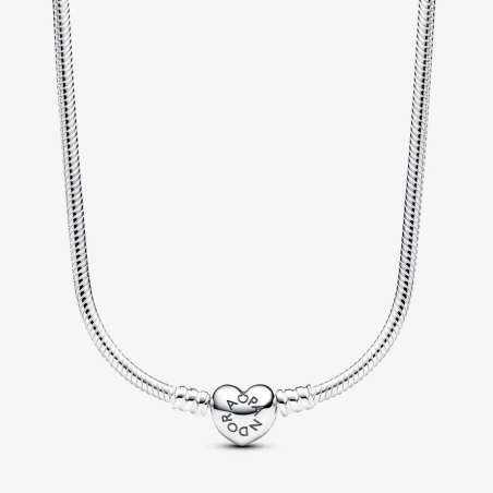 Colar Malha Snake Fecho Coração Pandora Moments 393091C00