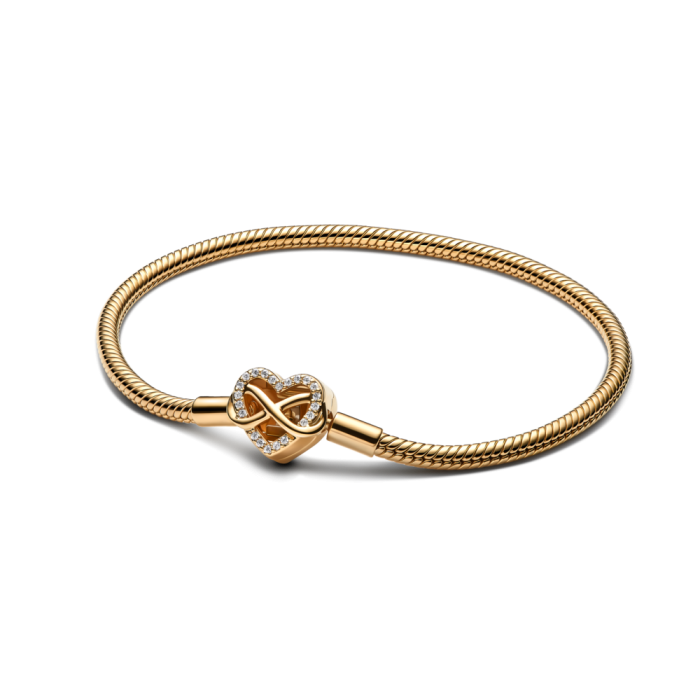 Pulseira Corrente Snake Fecho Coração Infinito Brilhante