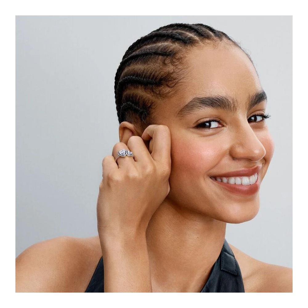 Anel Pandora Sparkling Halo Hearts 193659C01