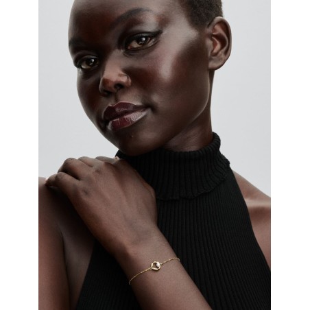 Pulseira com Pérola de Cultura e Círculo Pavé com Forma Orga